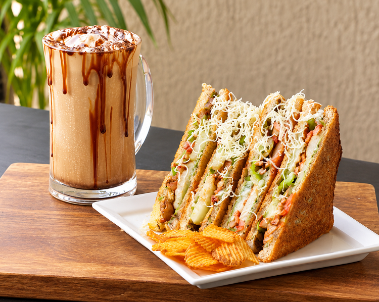 Cold Coffee + Paneer Cheese Sandwich