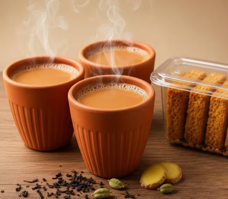 Kulhad Chai + Tea Cake Slice